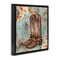 Stupell Industries Cowboy Boots Western Paisley Florals Framed Floater Canvas Wall Art